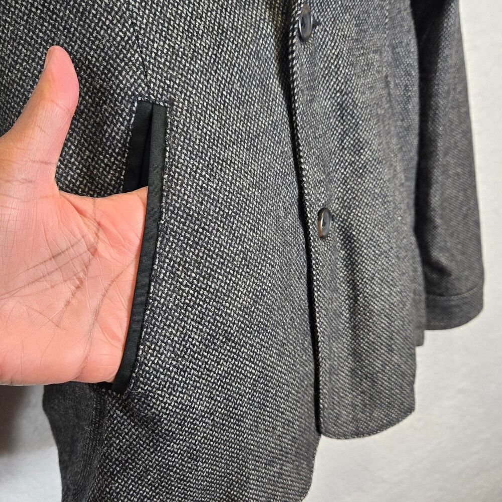 Womens Blazer Sz S Oversized Black Gray Preppy Casual Academia Grunge - Picture 3 of 10
